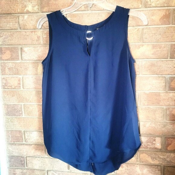 Sami & Jo Women's Sleeveless Blouse in Navy Keyhole Neckline - Size S - Picture 9 of 10